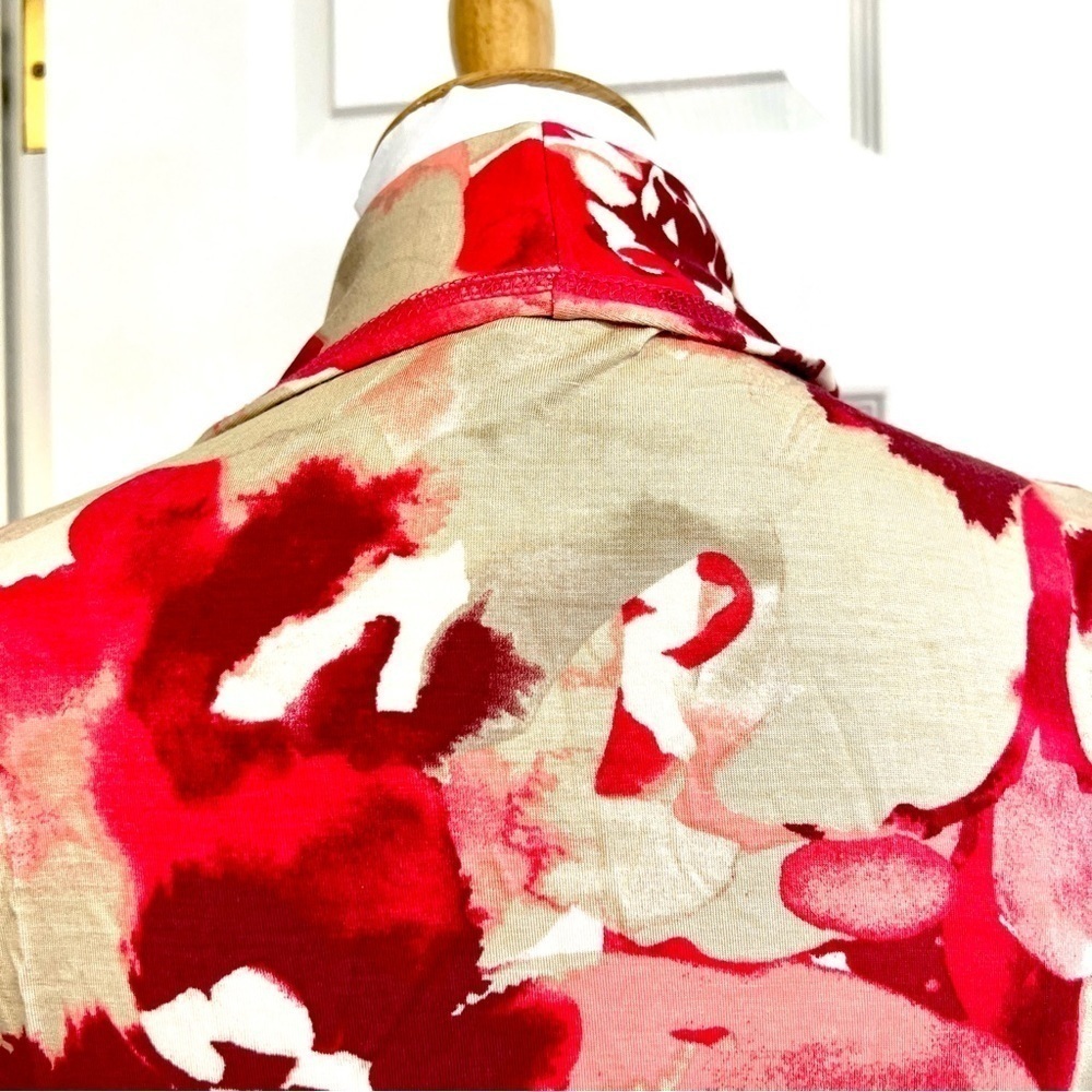 LIZ LANGE Womens open front jersey knot long sleeve stretch floral cardigans M - Picture 6 of 8